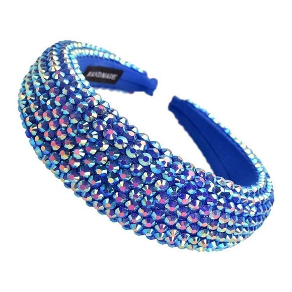 2/$22 Headband Blue Faceted Bead Padded - Picture 1 of 5
